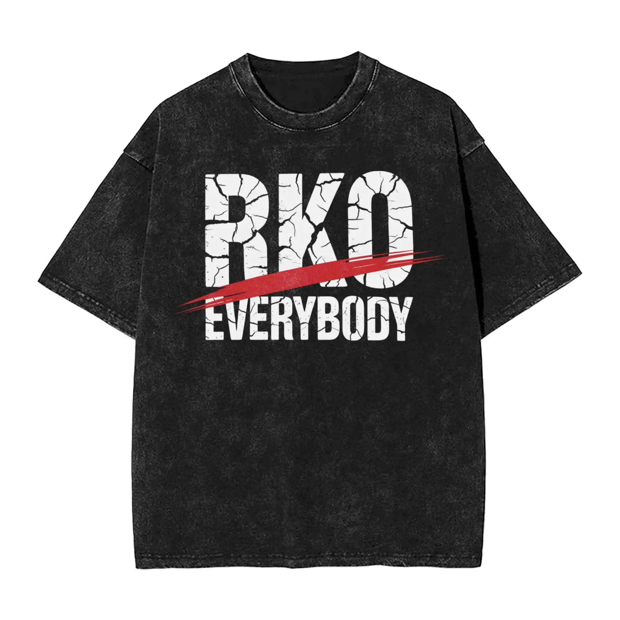 RKO Everybody Blood  Washed T Shirts Cotton Leisure T-Shirt Round Collar Wrestling Meme Tee Shirt Short Sleeve Clothes