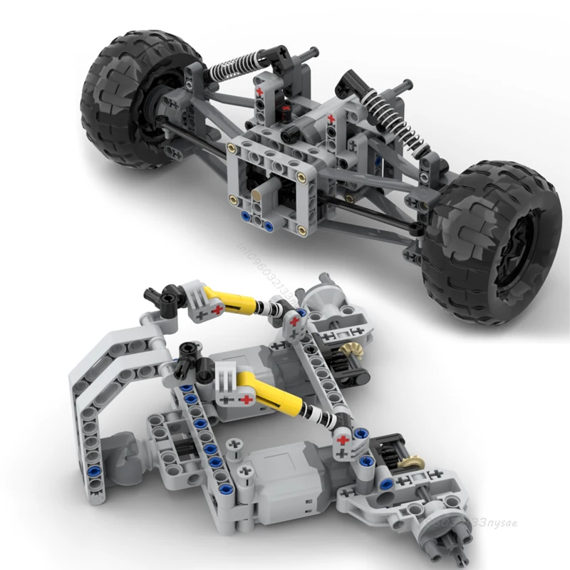 MOC Technical  Adjustable Suspension Width Steering and Differential Drive Building Blocks Cars Steering Chassis Diy Bricks Toys