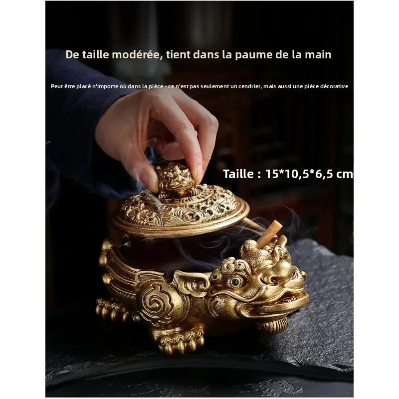 Chinese Style Pixiu Ashtray with Lid, Big Idea to Attract Wealth Design, Household Personalized Trend, Anti-fly Ash Fashion