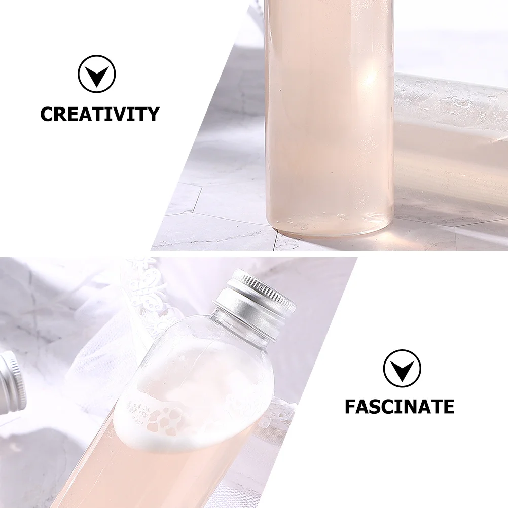 

8Pcs Aluminum Lid Clear Juice Bottles Transparent Plastic Drink Containers Portable Reusable Bottles with Caps Sealed