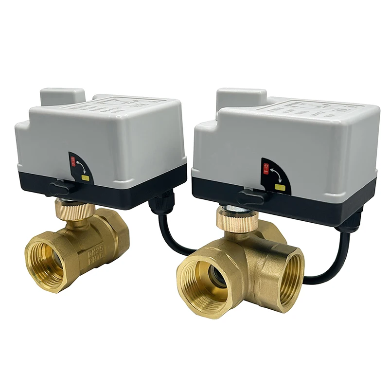 DN15 DN20 DN25 DN50 Brass Motorized Ball Valve 220V 12V 24V 3-Wire 2-Control Electric Actuators with Manual Switch