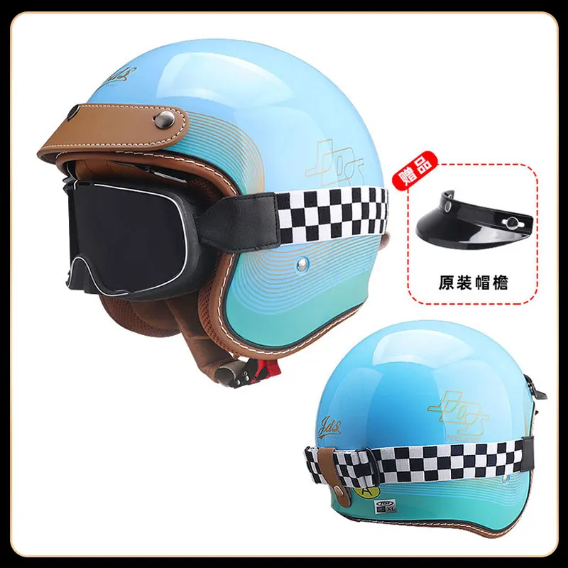 Vintage Open Face Motorcycle Helmet Capacetes Moto Vespa Cafe Racer 3/4 Jet Summer Retro Scooter Half Open Casco Dot Helm