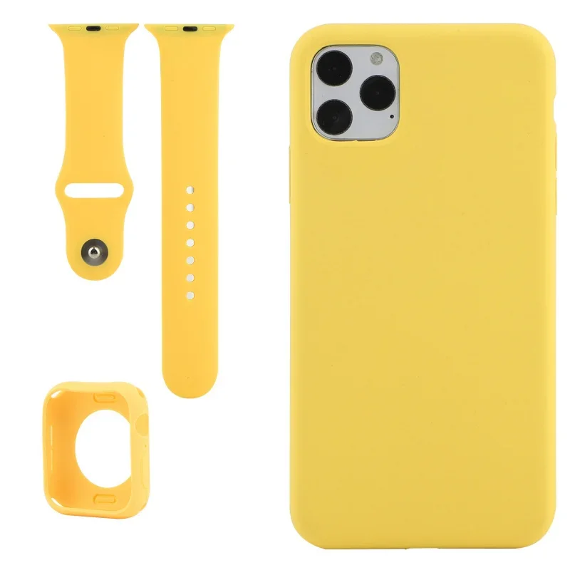 FF-11K 3 in 1 Set Soft Silicone Phone Watch Band Case with Iphone 12 13 pro max Cases Matching for iWatch 3 4 5 6 7 Band