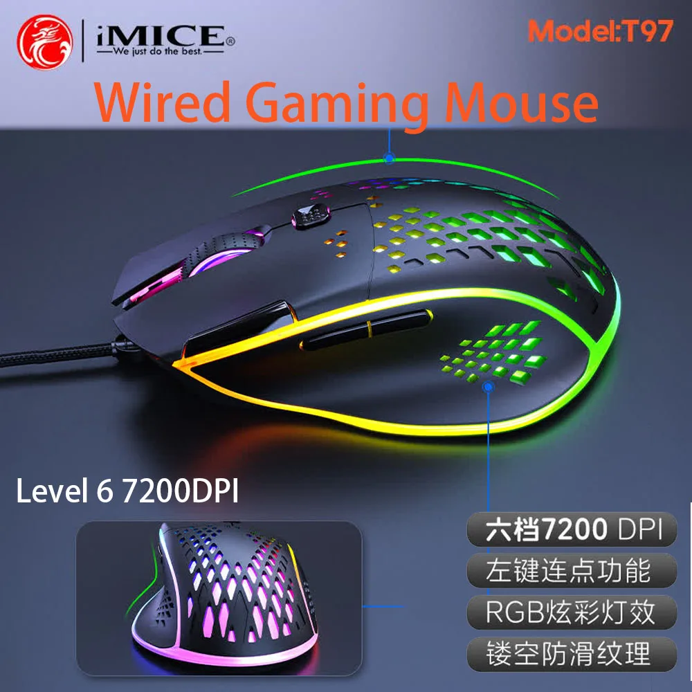 Luminous Gaming Mice Wired 7 Keys Mouse Colorful Lighting Gaming and Office For Microsoft Windows and Apple IOS System