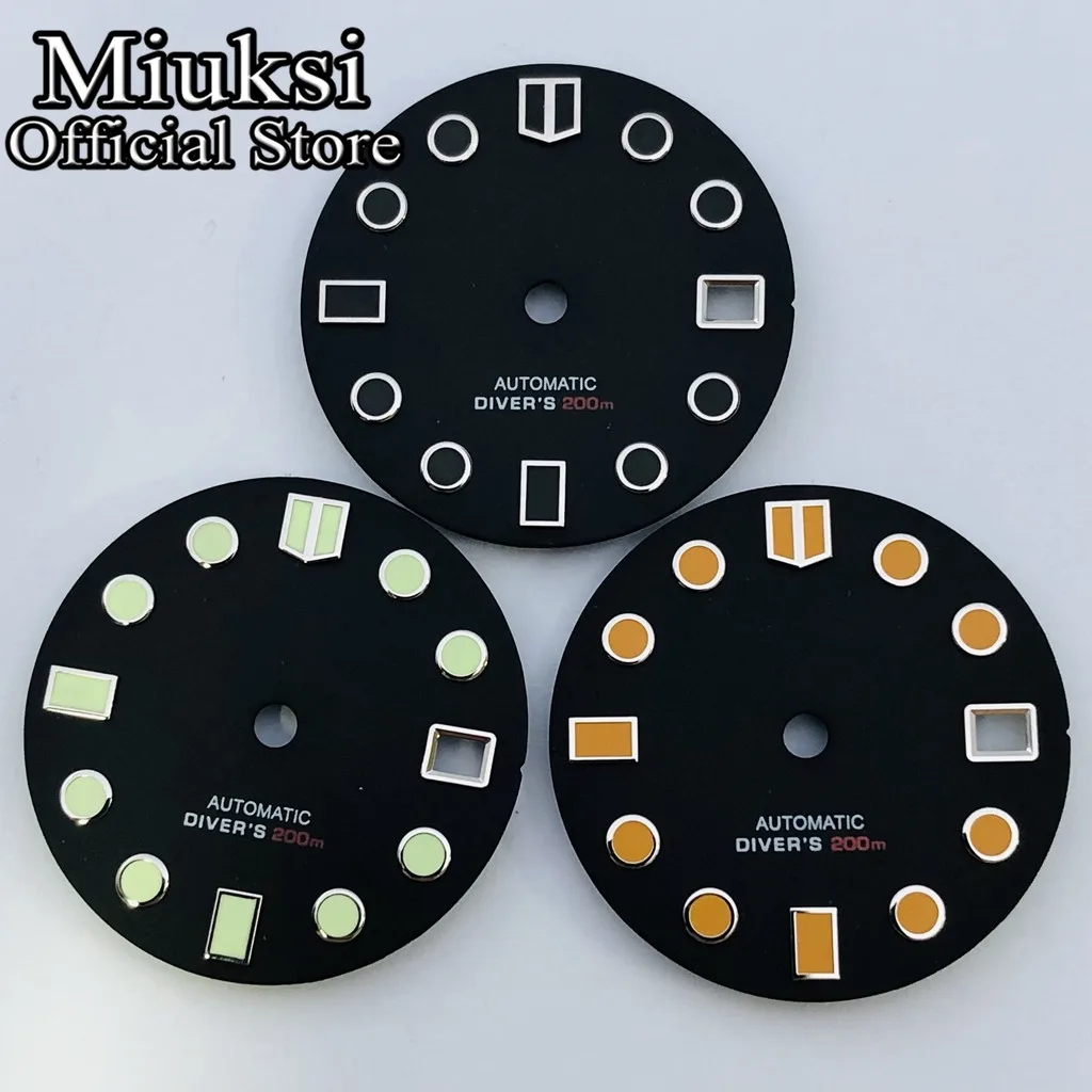 Miuksi 28.5mm sterile dial black white watch dial fit NH35 movement fit 3 o\'clock crown 3.8 o\'clock crown