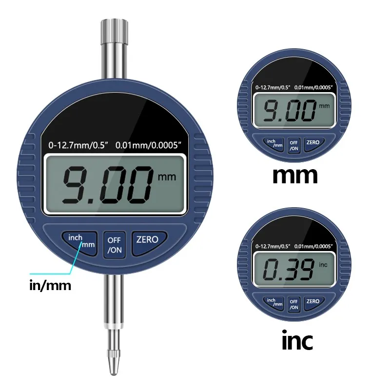 Pachometer Digital Dial Indicators Gauge 0-12.7mm 0.01mm Electronic Micrometer Metric Inch Dial Gauge Measuring Instruments