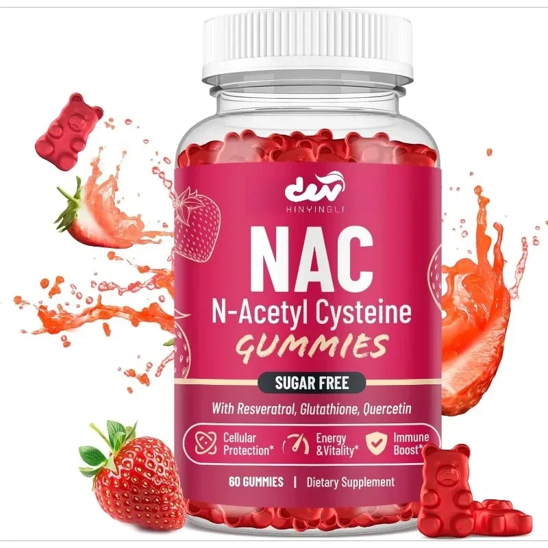 

NAC gummies, N-acetylcysteine supplements, containing glutathione, resveratrol, magnesium, and coenzyme Q10 - 60 pills