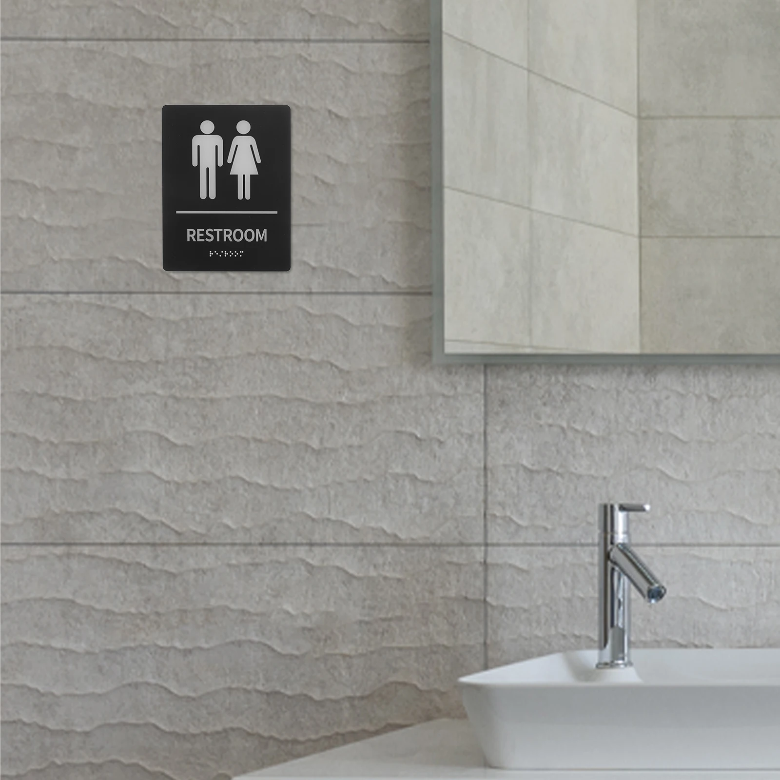 

Braille Restroom Signs Decor Pictures Black Acrylic Public Toilet Bathroom Labels Replaceable