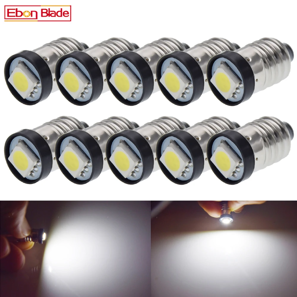 

1500Pcs 24V DC E10 1447 LED 5050 1 SMD Screw Led Bulb Light Lamp Torch Bike Bicycle Light White 6000K Negative Earth