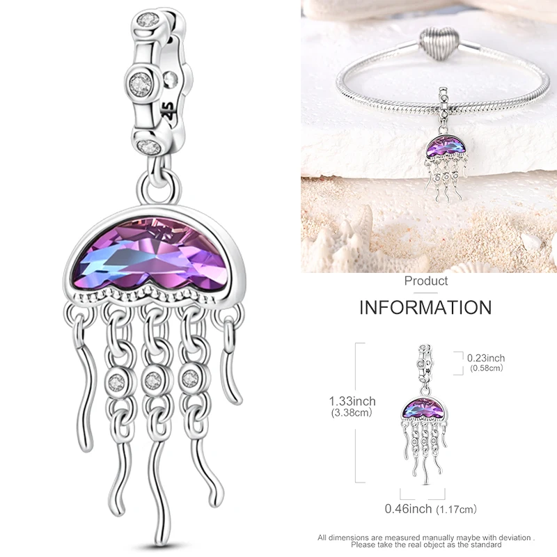 925 Sterling Silber Ozean-Tier-Charm-Perlen Wal Delfin Oktopus Meeresschildkröte Seepferdchen Krabbe Hummer DIY Armband Halskette Geschenk – Detail 19