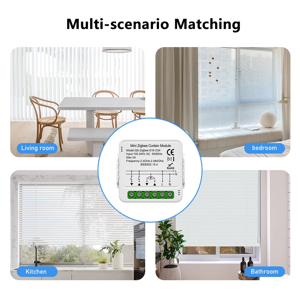 Tuya ZigBee/WiFi Smart Curtain Switch Module For Roller Shutter Blinds Motor QS-S10-C04/ECC02 Switch Support Google Home Alexa