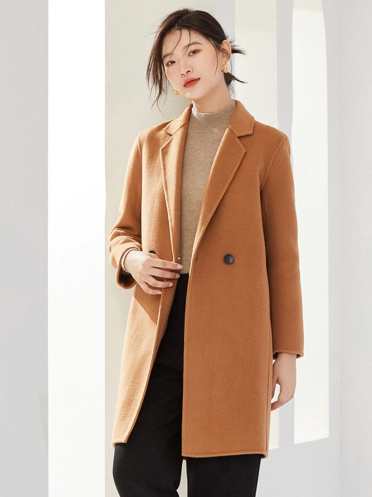 

Autumn and Winter New Women's Woolen Cloth Jacket Best-Selling 100% Pure Wool Coat Single Button Pure Color Warm Keeping Top