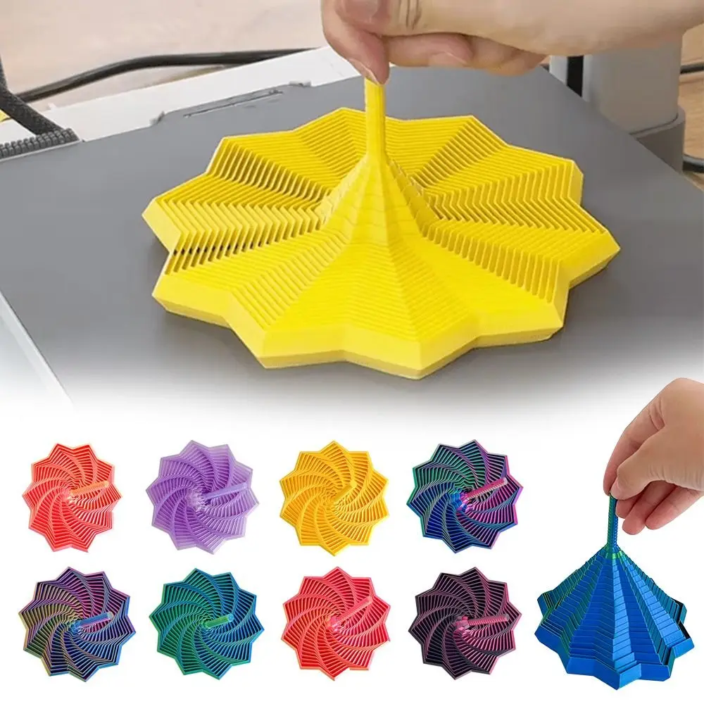 PLA uitgebreide zintuiglijke fidgetster met handvatten wervelende spiraal fidget speelgoed stressverlichting 3D-geprinte fractal fidget zeshoek
