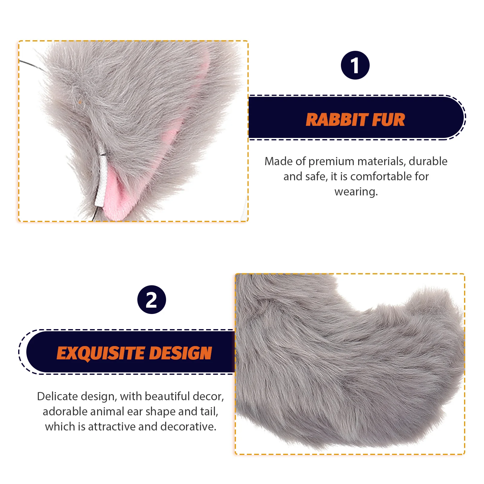 

1 set 1 Set Fox Ears Hairband Tail Decor Cosplay Party Accessory For Girls Kids Festival Christmas Animal Costume Prop Headband