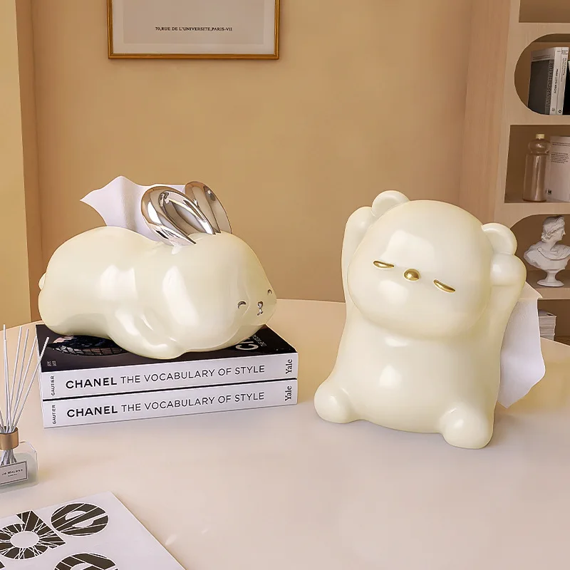 

Керамическая коробка для салфеток с животными для гостиной, высококачественная легкая роскошная коробка для салфеток, креативная коробка для накачки в кремовом стиле