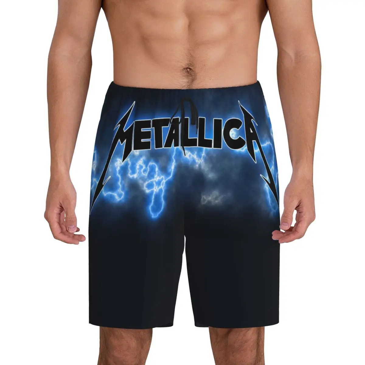 

Custom Metallicas Heavy Metal Music Short Pajama Pants Men Sleepwear Sleep Lounge Bottom Shorts Sleeping Pants