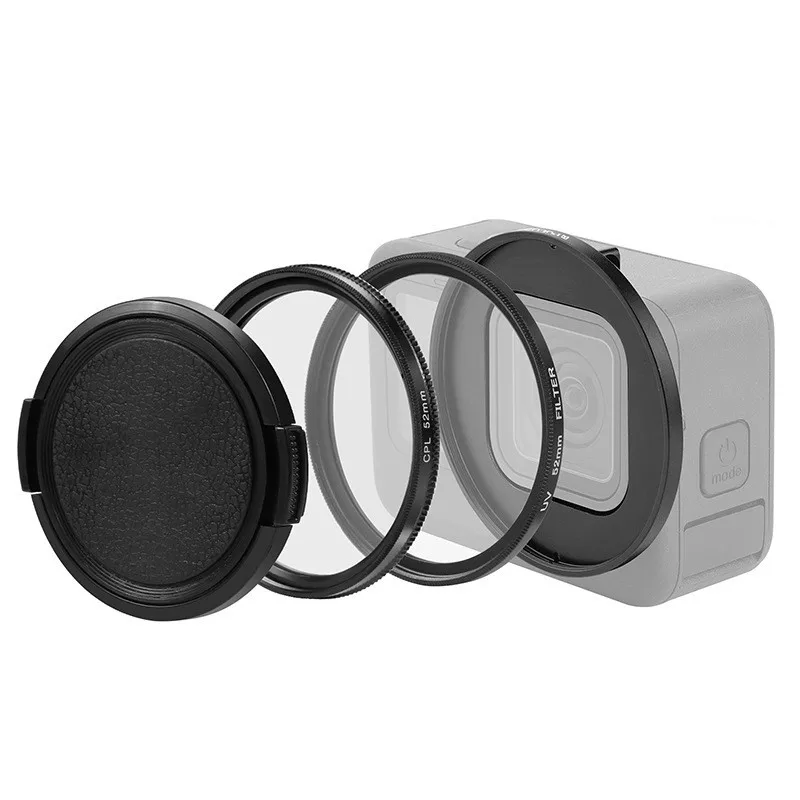 Go Pro 12 Aluminum Alloy 52Mm UV CPL Lens Filter Polarizer Adapter Ring For Gopro Hero 11 10 9 Black Action Camera Accessories