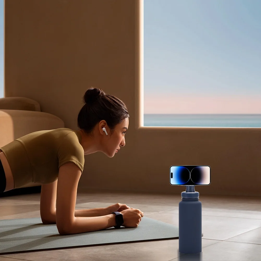 

Термос-бутылка для воды MagSafe 1000 мл с вращающимся держателем для телефона, портативная кофейная кружка, термокружка для активного отдыха