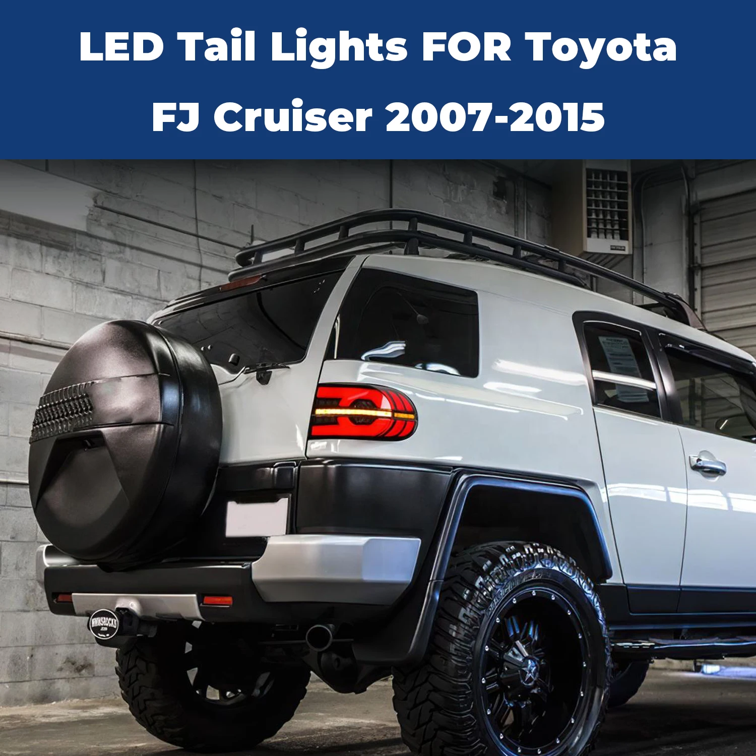 HCMOTIONZ LED Tail Lights for Toyota FJ Cruiser 2007-2015 2PCS Back Lamps DRL Start up Animation Assembly