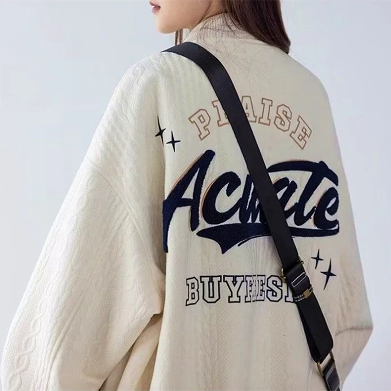 American Y2K Letter Embroidery Baseball Uniform Jackets Fashion Sport Varsity Jacket Loose Oversized Harajuku Autumn Winter Coat