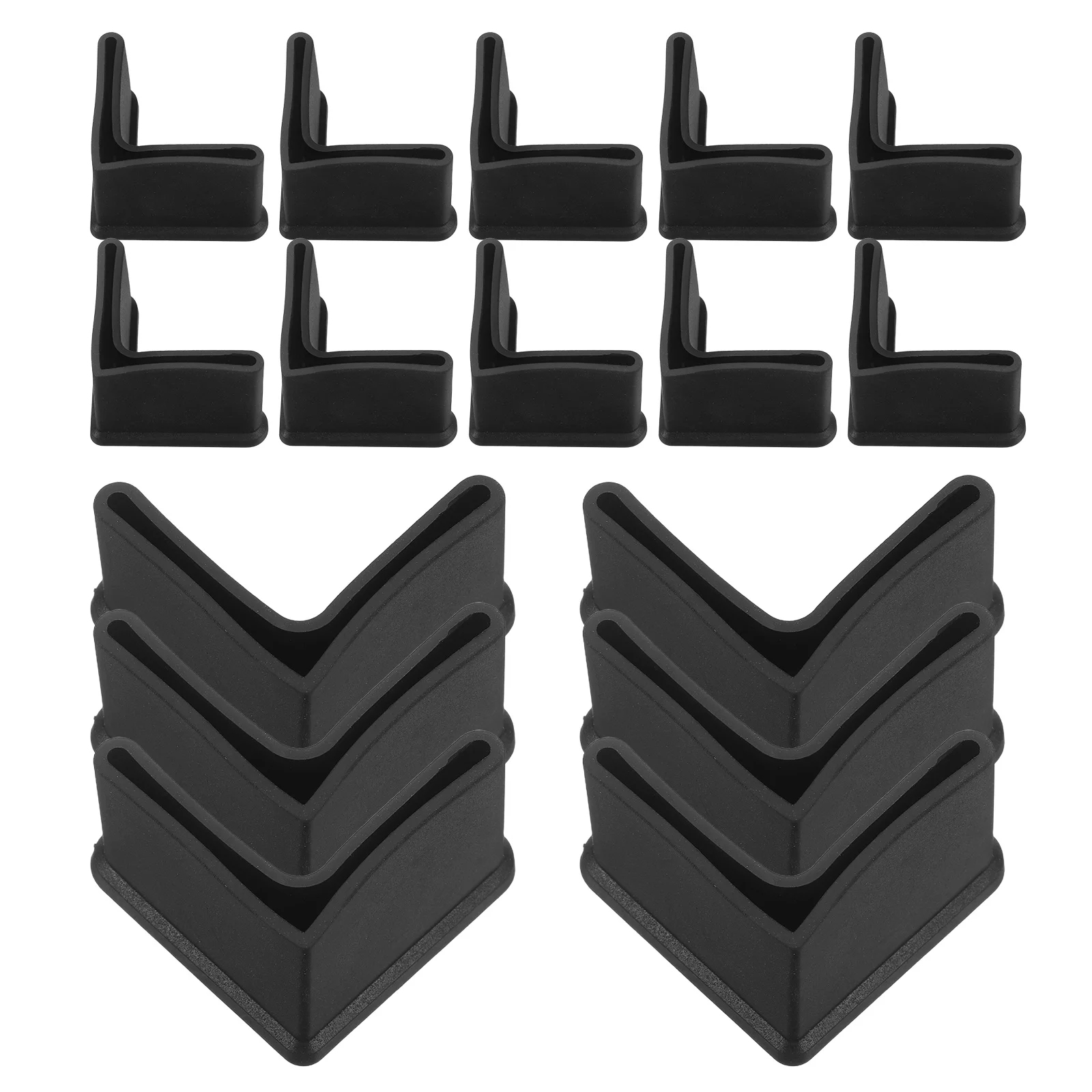 

20pcs L-Shaped Plastic Furniture Feet Caps 30Mm Black Non-Slip Floor Protectors For Bed Frame Chair Legs Shelves Corner Guards