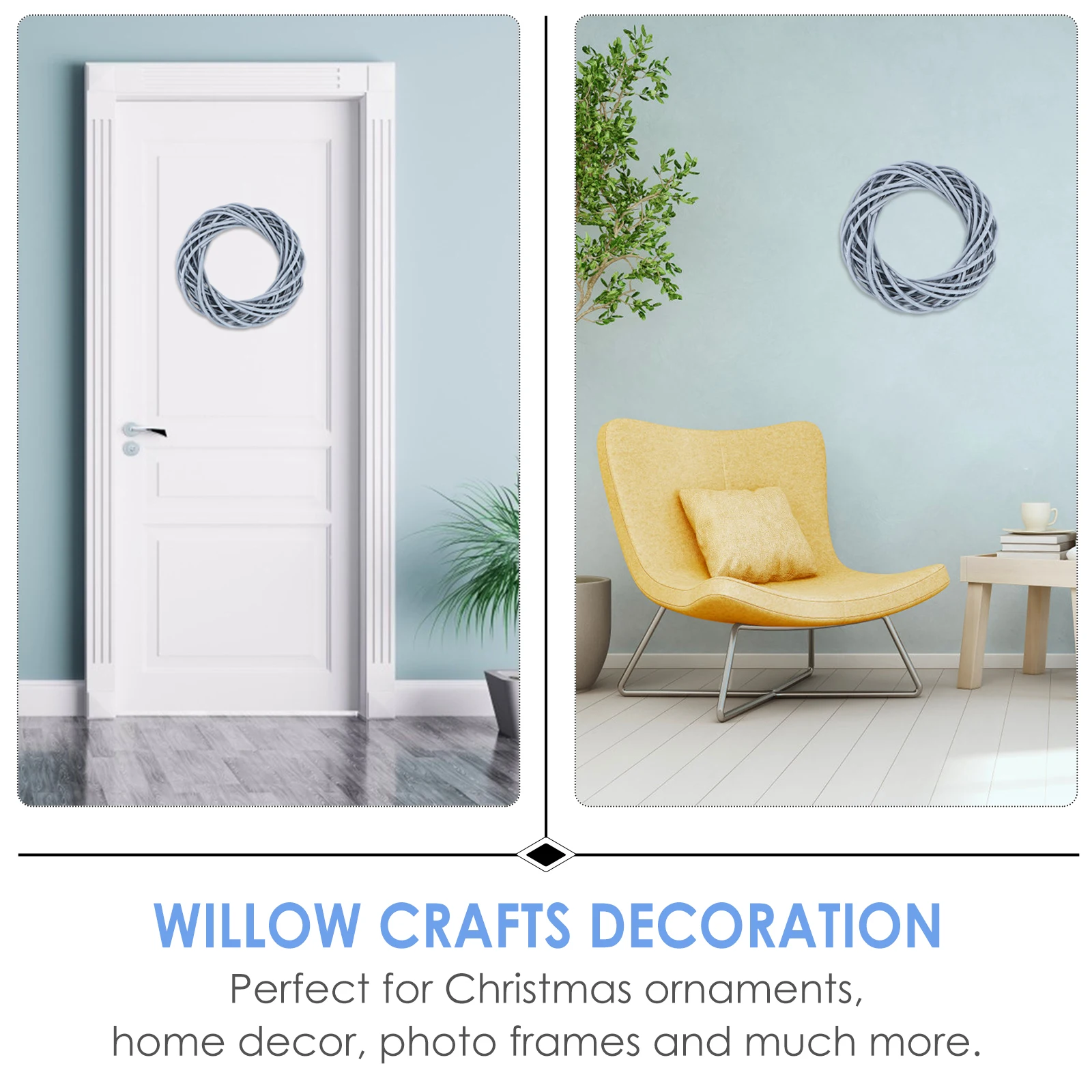 

1Pcs Flower Wreath Decor Flexible Natural Rattan Ring DIY Base for Christmas Home Garden Festival Decor Garland