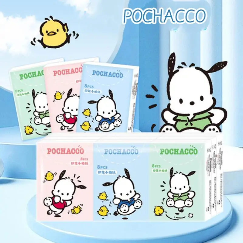 9 قطعة سانريو مرحبا كيتي Pochacco مطبوعة منديل صغير ورقة الجسم منشفة لطيف حقيبة طالب منديل مناديل الوجه منشفة ورقية
