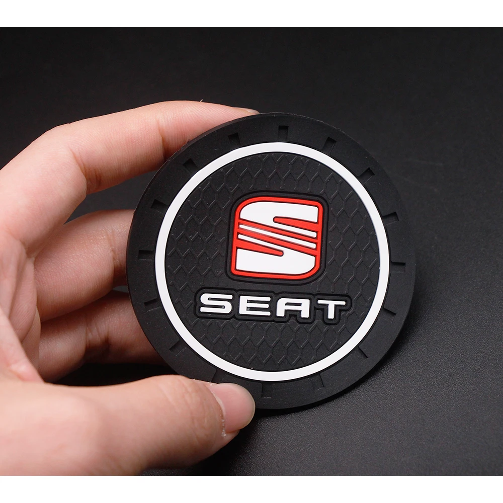 1/2Pcs Car Anti-Slip Silicone Coaster Water Cup Pads For Seat Leon Ibiza Ateca Arona Toledo Altea Alhambra Arosa FR Mii E-Racer