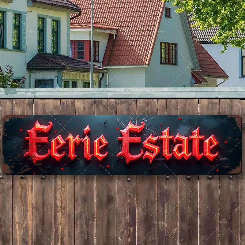 

1 шт. металлический знак, 4x16 дюймов «Eerie Estate: жуткий готический знак для декора дома с привидениями»