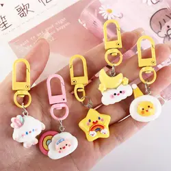 Cartoon Kawaii Keyring For Women Handbag Bag Charm Pendant Key Chains Cute Cloud Blue Star Keychain Car Keys Accessories