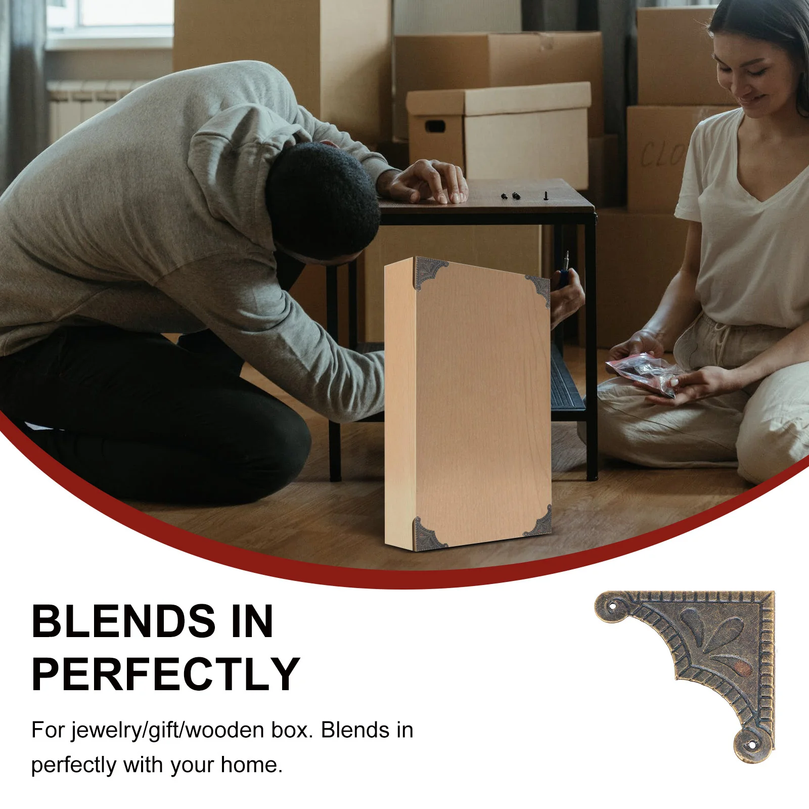 20개입 장식용 청동 모서리 보호대 선물 상자 시가 상자 가구 모서리용 강력한 금속 보호대 레트로 마감