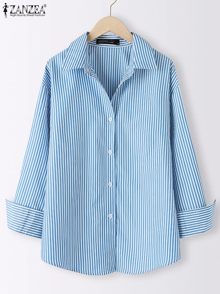 

Casual Loose Long Sleeve Tops ZANZEA Women Striped Blouse 2025 Summer Elegant Shirts Fashion Button Up Tunic Blusas Femininas