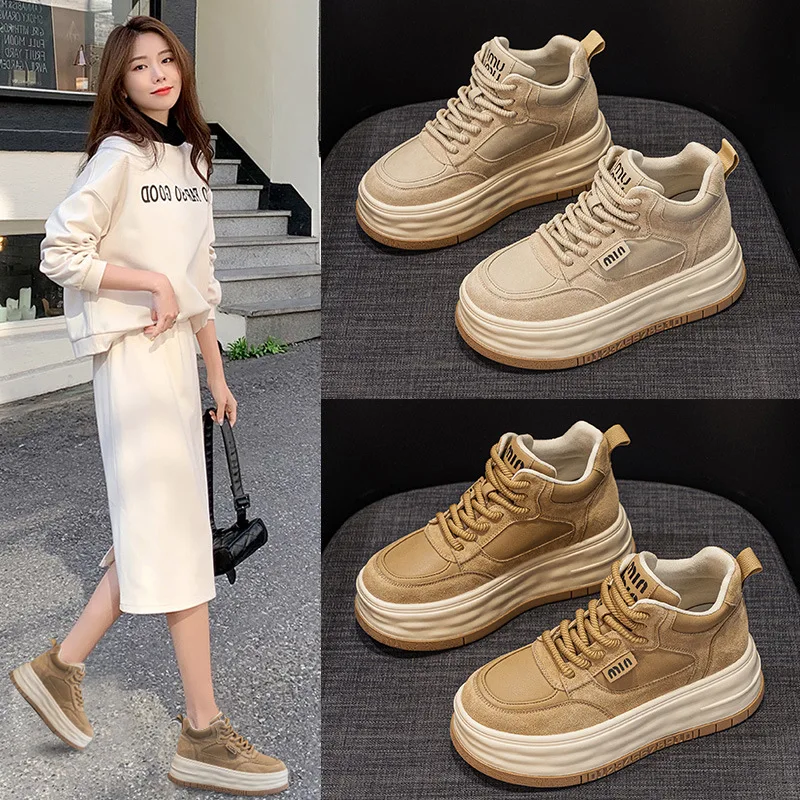 

Женские кроссовки с толстой подошвой и увеличенной внутренней высотой, в ретро-стиле, универсальные, для спорта и отдыха.