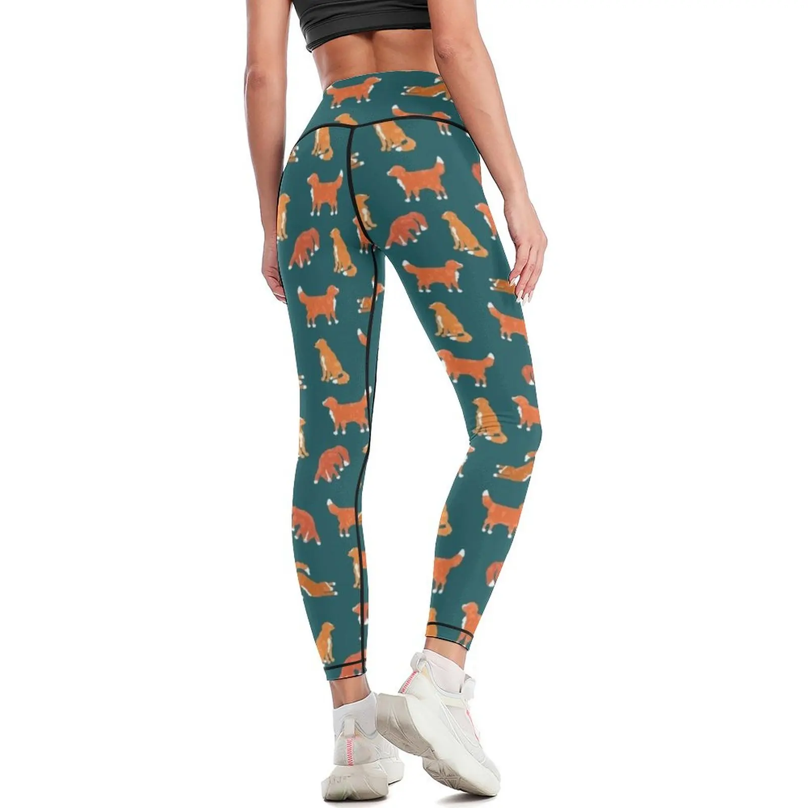 Artsy Abstract Tollers - Teal Leggings Women's sports legings for fitness Sports female Womens Leggings image 3