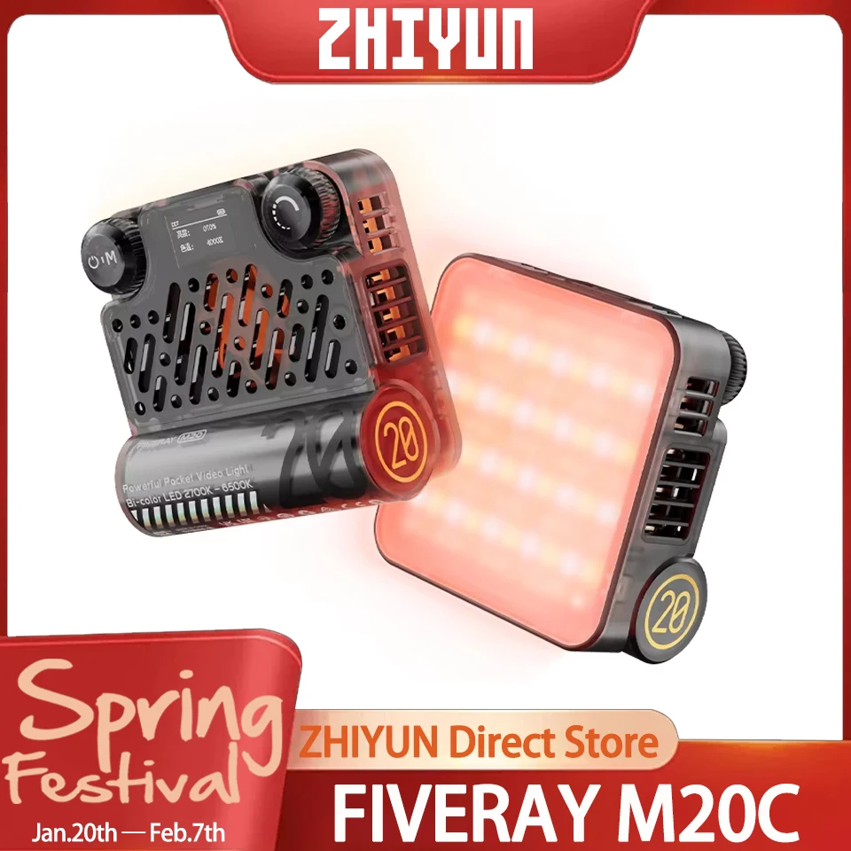 ZHIYUN FIVERAY M20C Combo / FIVERAY M20C Pocket Fill Light 20W RGB Full Color Portable Magnetic LED Pannel Mini Video Light