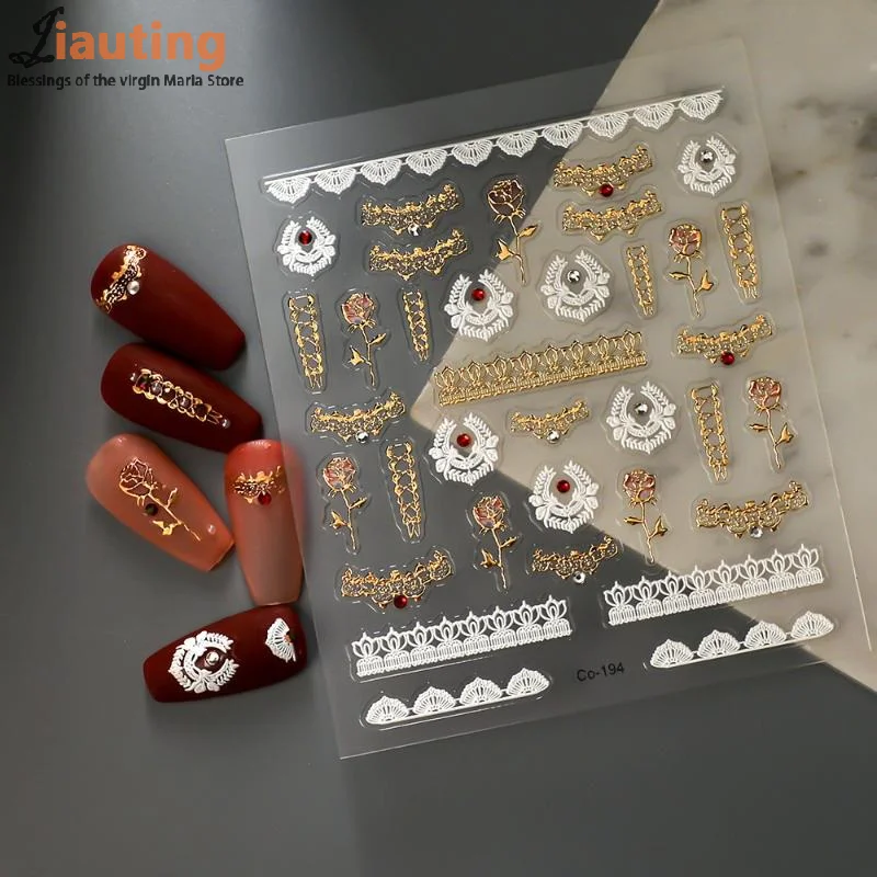 สติกเกอร์ติดเล็บลายเรโทรหลากสีสัน รูปทรงเรขาคณิต อัญมณี หยดน้ำ หัวใจ โบว์ ดวงจันทร์ ดาว ผีเสื้อ เส้น สำหรับตกแต่งเล็บ