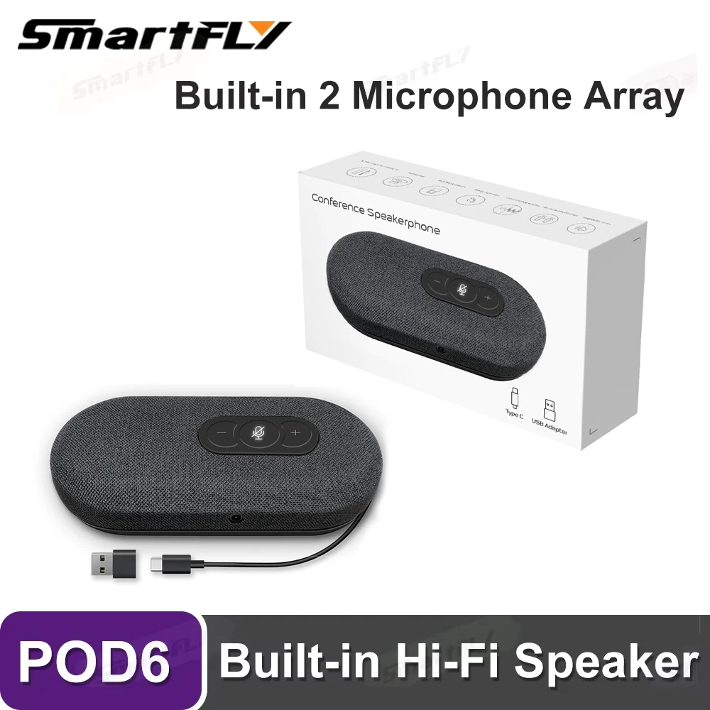 

POD6 Built-in speaker and microphone array Most Potable Speakerphone Intelligent noise reduction Voice Pickup Range Up to 3m