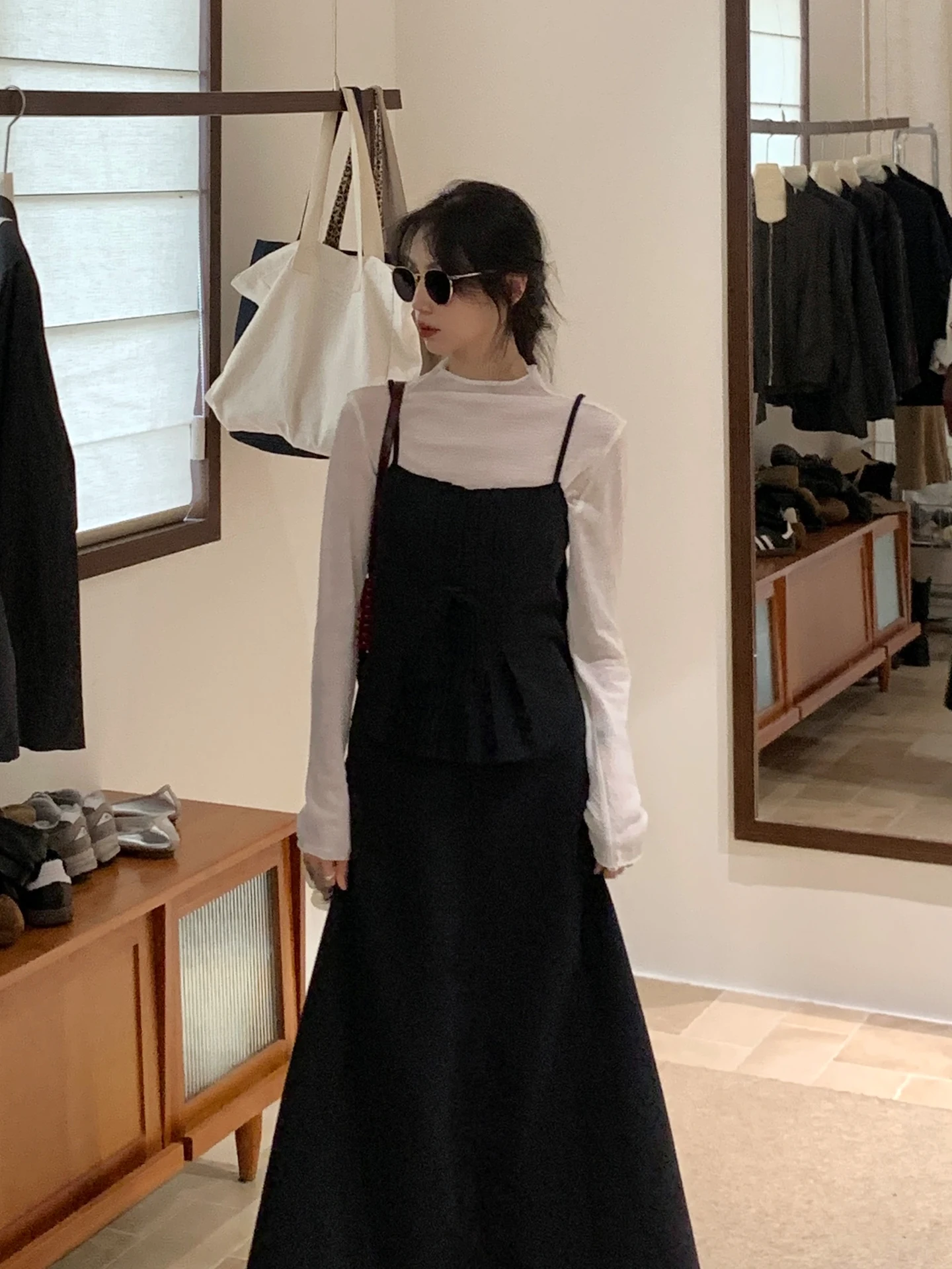 

Корейский женский комплект из жилета и юбки Deep ey, осенняя новинка, элегантный костюм-двойка с длинными рукавами и высокой талией, модный ансамбль