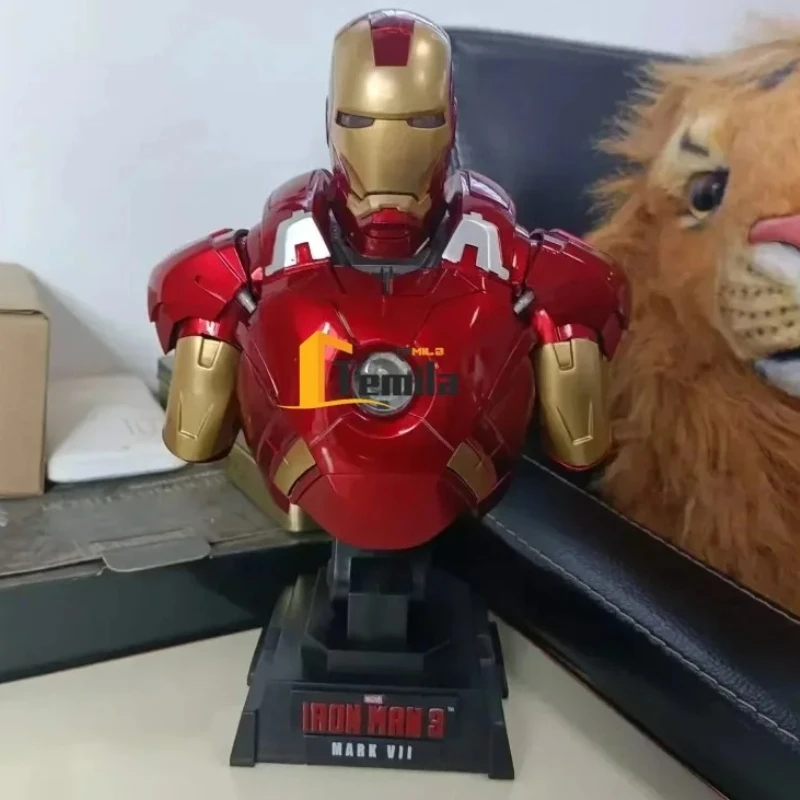 23 cm Avengers Lichtgevende Iron Man Standbeeld 1/4 Schaal Half Body MK43 MK42 MK7 Superheld Model Beeldje Cadeau voor Verjaardag Kerst