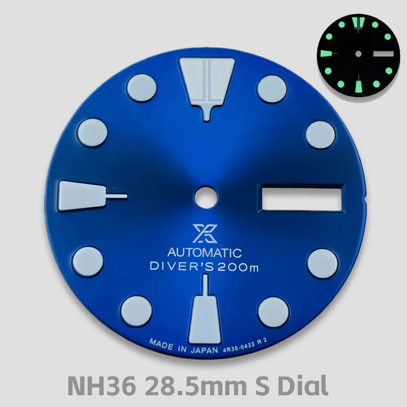 

28.5mm S Logo NH36 Dial Green Luminous Suitable for NH36 Movement Mechanical Watch Modification Parts