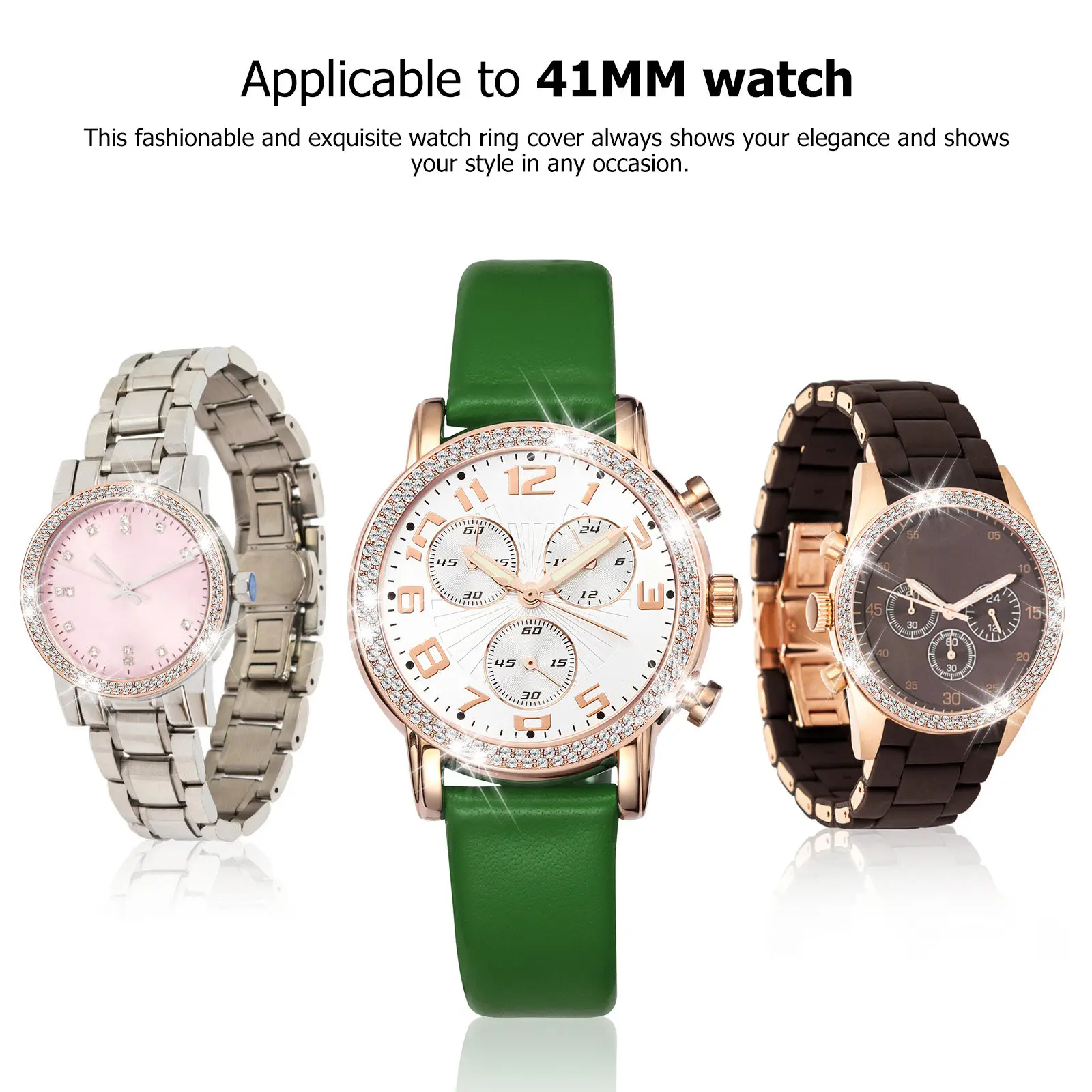 

Роскошный чехол для часов со стразами, 3 блестящих защитных кольца для безеля, декоративный бампер-накладка для экрана