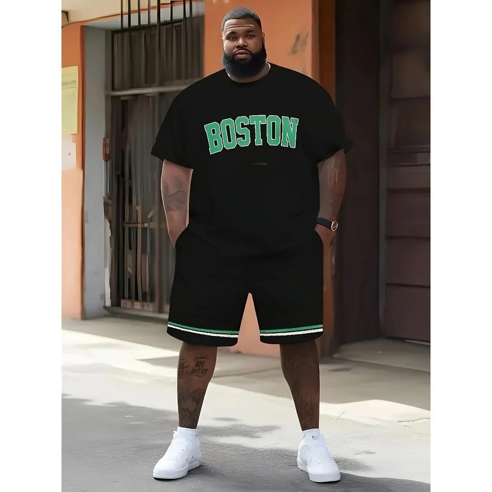 

Men's large printed short-sleeved T-shirt (without shorts), casual fashion outdoor summer clothing, lightweight summer clothing