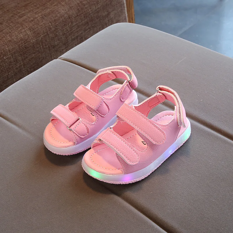 Children's Luminous Beach Sandals Children's Shiny Light Shoes Little Kids Glowing Light Sandals Little Girls LED Light-up Shoes