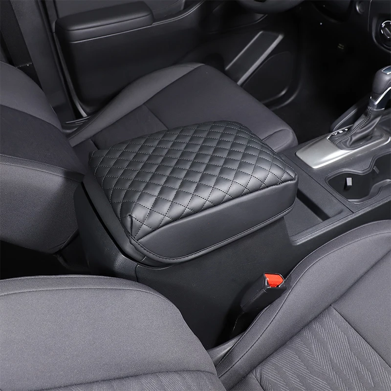 

Suetlcoity For Nissan Frontier 2022-2023 Leather Black Car Center Console Armrest Box Cover Mat Trim Interior Car Accessories