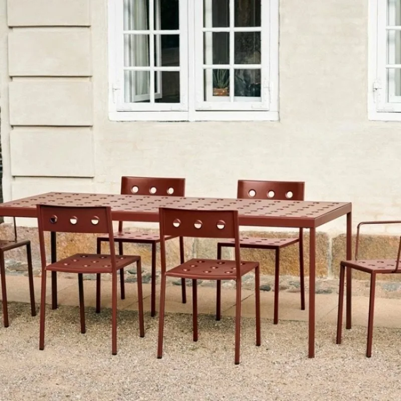 Aluminum alloy outdoor table and chair combination, garden cafe, villa long table
