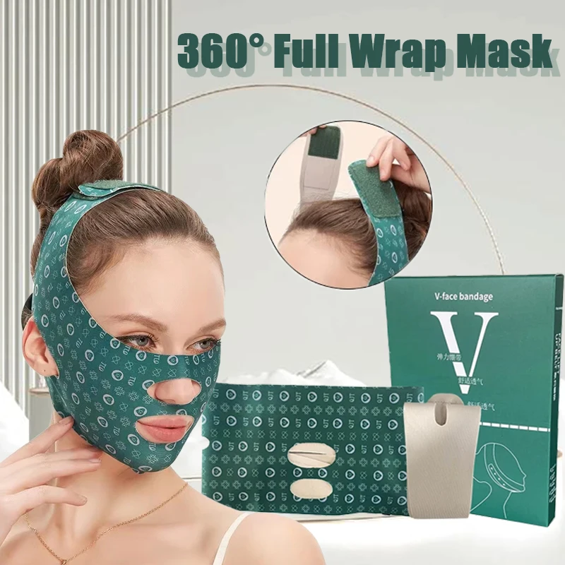 Mascarilla facial delgada con realce de mejillas, banda transpirable en V, Reduce la barbilla, moldeadora de doble cara,