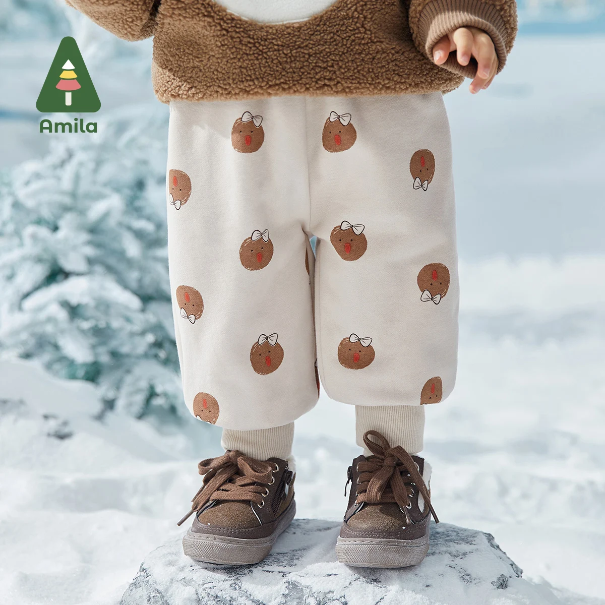 Amila Baby's  Pants 2024 Winter New Baby Girls Cute Cartoon Fashion Casual  Soft  Pant With  Loose Trousers