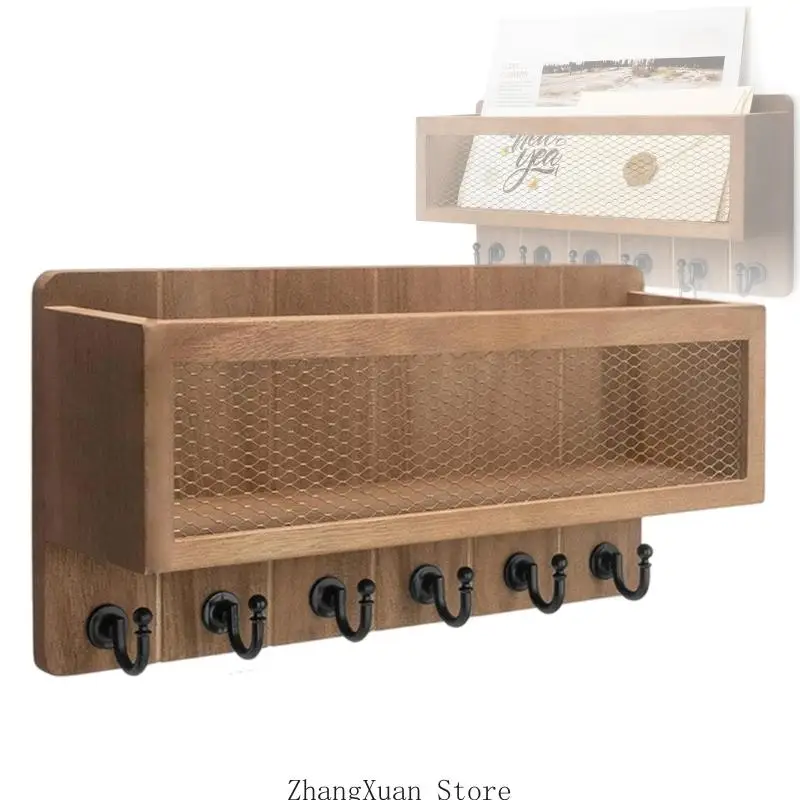 Gift Ready Wooden Wall Mail Shelf For Keys Small Items Home Entry 3XUF – Detail 7
