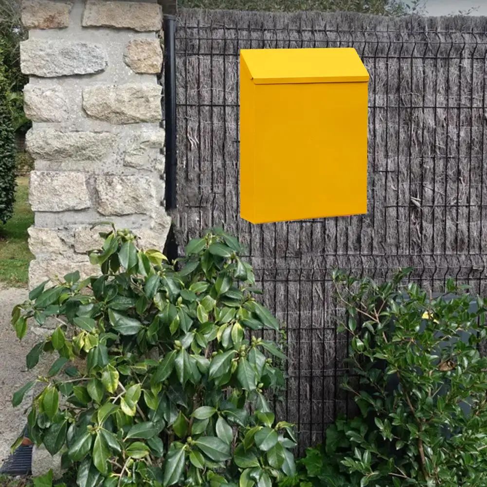 Secure Wall Mailbox For Home Door Lock Mail And Suggestion Box Yellow Lockable Mailbox Versatile Decorative Piece