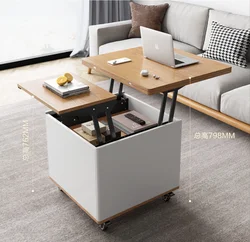 Modern Lift Top Adjustable Living Room Furniture Folded Wooden Smart Multifunction Storage Tea Coffee Center Table